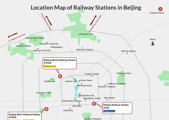 Location Map of Railway Stations in Beijing