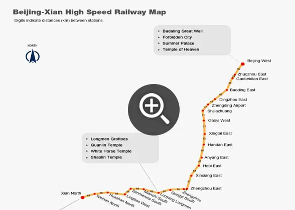 Beijing-Xi'an High Speed Railway Map