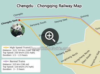 Chengdu - Chongqing Railway Map