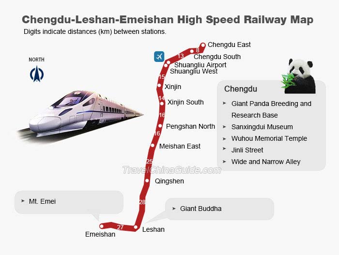 Chengdu-Leshan-Emeishan High Speed Railway Map