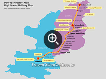 Datong - Xi'an High Speed Railway Map