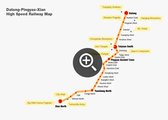 Datong - Xi'an High Speed Railway Map