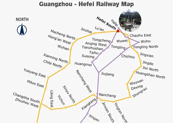 Guangzhou - Hefei Railway Map