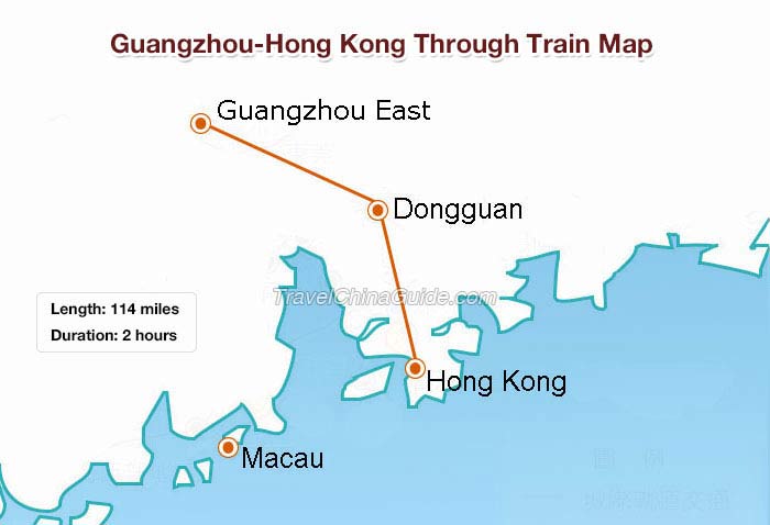 Guangzhou-Hong Kong Through Train Map