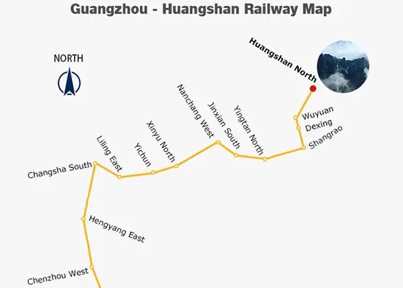 Guangzhou - Huangshan Railway Map