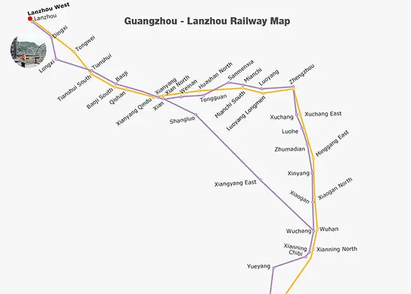 Guangzhou - Lanzhou Railway Map