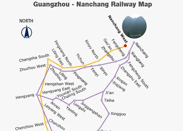 Guangzhou - Nanchang Railway Map