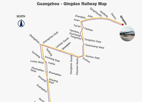 Guangzhou - Qingdao Railway Map