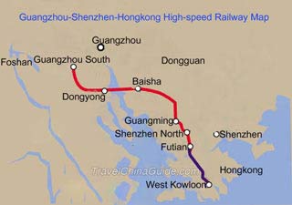 Guangzhou-Shenzhen-HongKong High-speed Railway Map