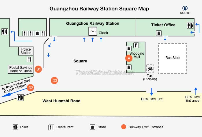Map of Guangzhou Train Station Square 