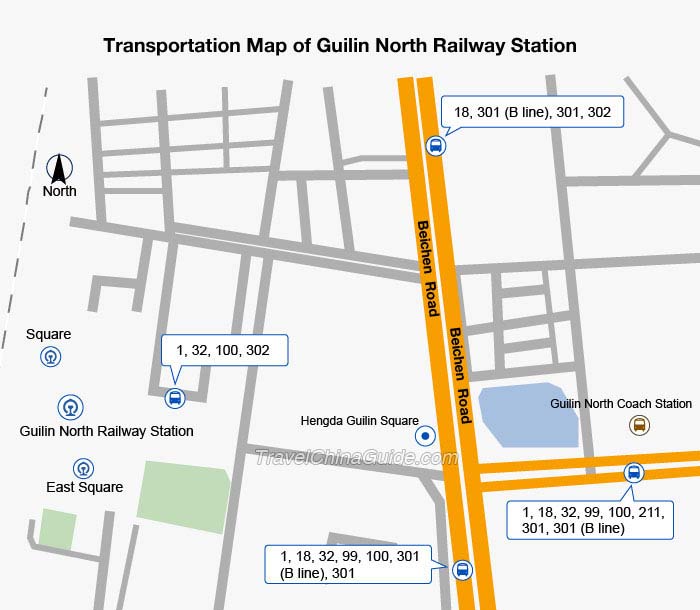 Transportation Map of Guilin North Railway Station