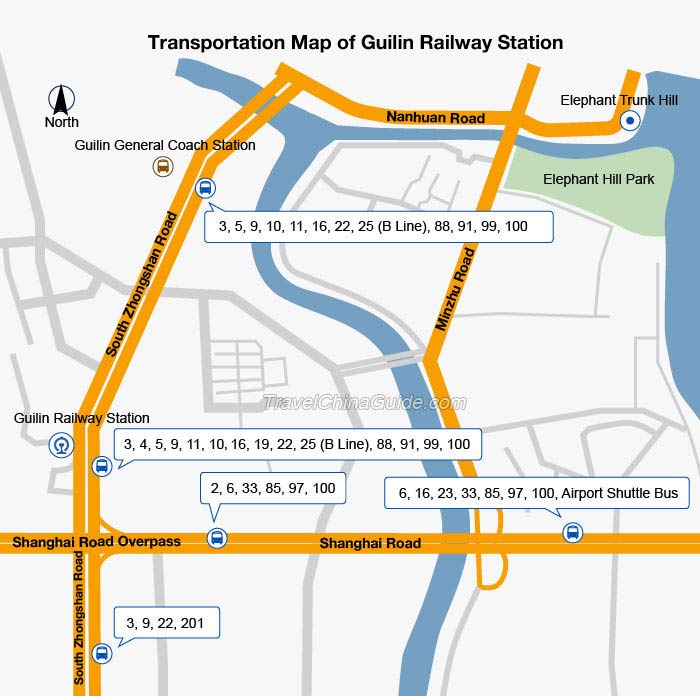 Transportation Map of Guilin Railway Station