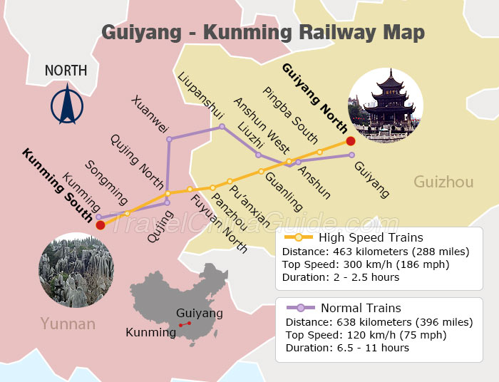 Guiyang - Kunming Railway Map