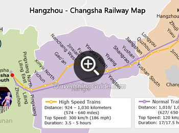 Hangzhou - Changsha Railway Map