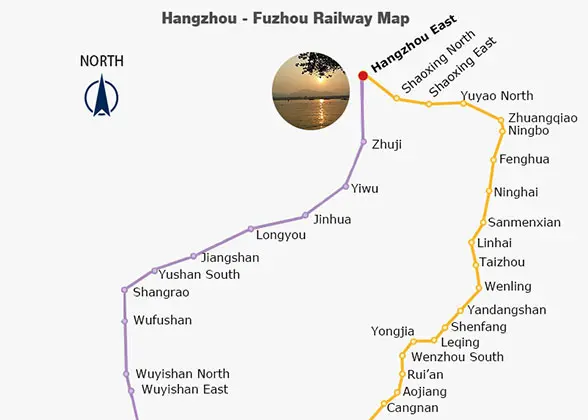 Hangzhou - Fuzhou Railway Map