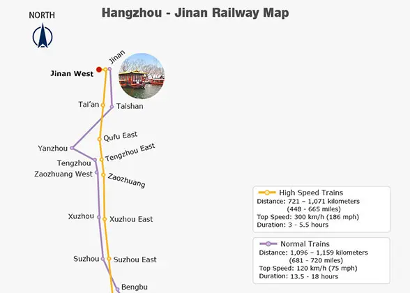 Hangzhou - Jinan Railway Map