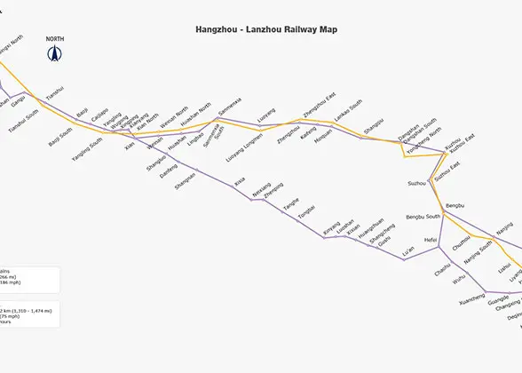 Hangzhou - Lanzhou Railway Map