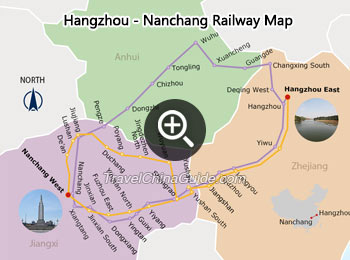 Hangzhou - Nanchang Railway Map