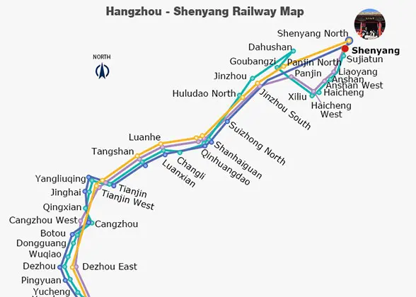 Hangzhou - Shenyang Railway Map