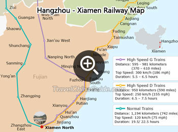 Hangzhou - Xiamen Railway Map