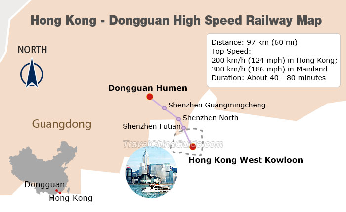 Hong Kong - Dongguan High Speed Railway Map