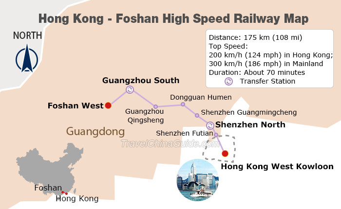 Hong Kong - Foshan High Speed Railway Map