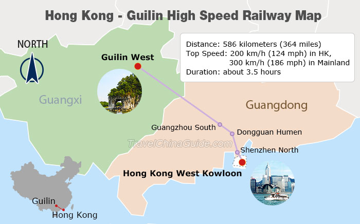 Hong Kong - Guilin High Speed Railway Map
