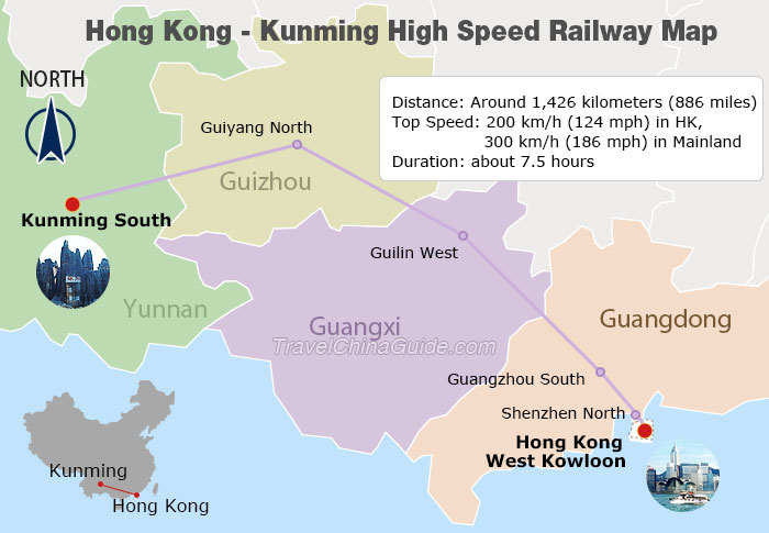 Hong Kong - Kunming High Speed Railway Map