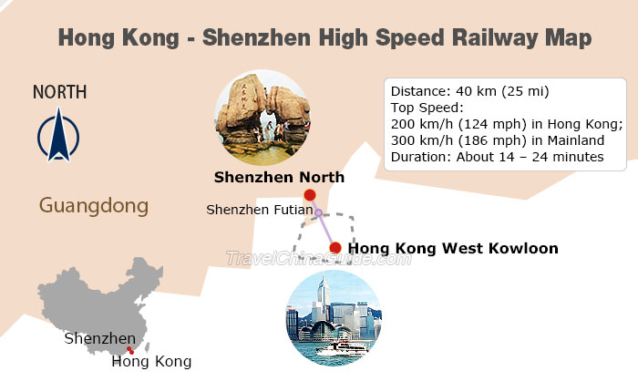 Hong Kong - Shenzhen High Speed Railway Map
