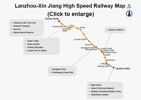 Lanzhou-Xinjiang High Speed Railway Map