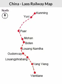 Map of China - Laos Railway