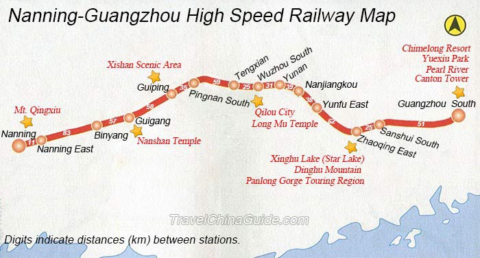 Nanning-Guangzhou High Speed Railway Map