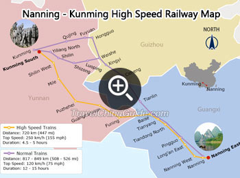 Nanning - Kunming Railway Map