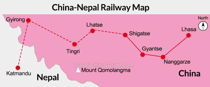 China-Nepal Railway Map