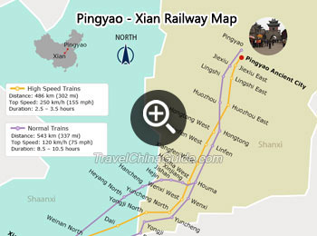 Pingyao - Xi'an Railway Map