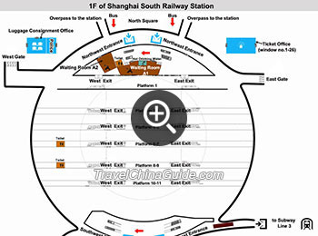 Map of Shanghai South Railway Station 1F