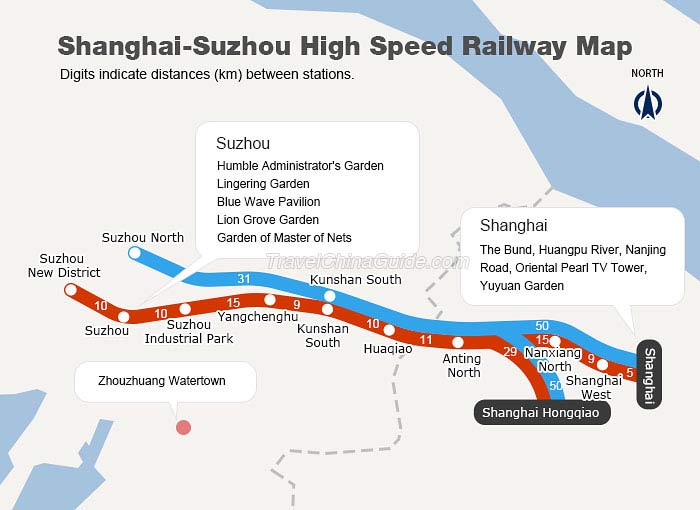 Shanghai-Suzhou High Speed Railway Map