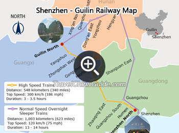 Shenzhen - Guilin Railway Map