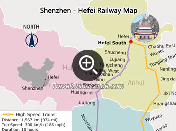 Shenzhen - Hefei Railway Map