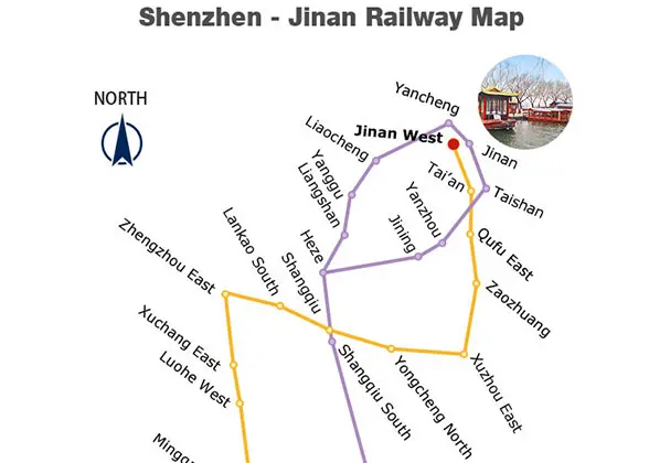 Shenzhen - Jinan Railway Map