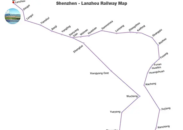 Shenzhen - Lanzhou Railway Map