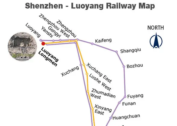 Shenzhen - Luoyang Railway Map