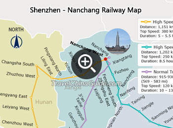 Shenzhen - Nanchang Railway Map