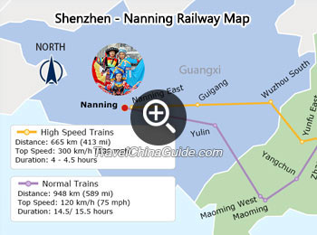 Shenzhen - Nanning Railway Map