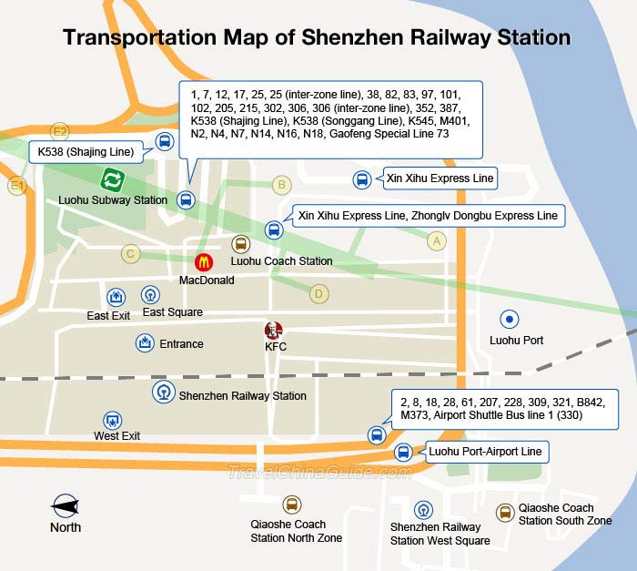 Transportation Map of Shenzhen Railway Station