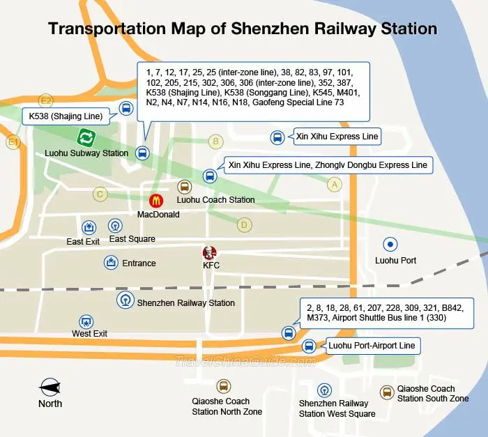 Transportation Map of Shenzhen Railway Station