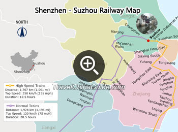 Shenzhen - Suzhou Railway Map