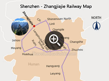 Shenzhen - Zhangjiajie Railway Map