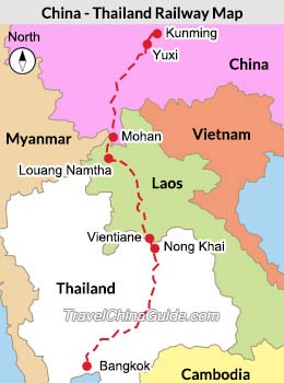 Map of China - Thailand Railway