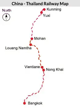 Map of China - Thailand Railway